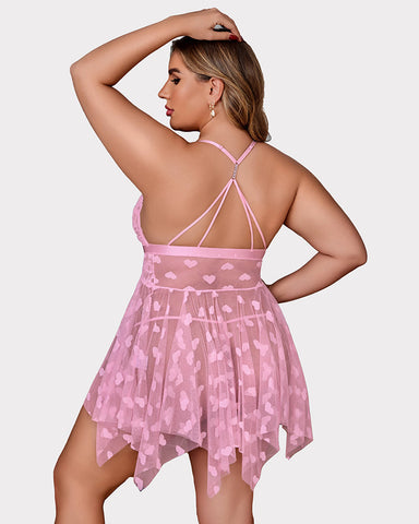 Plus Size Lace Nightdress with Front Slit