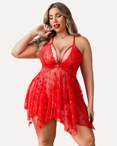 Plus Size Lace Nightdress with Front Slit
