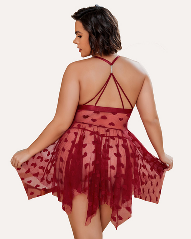 Plus Size Lace Nightdress with Front Slit
