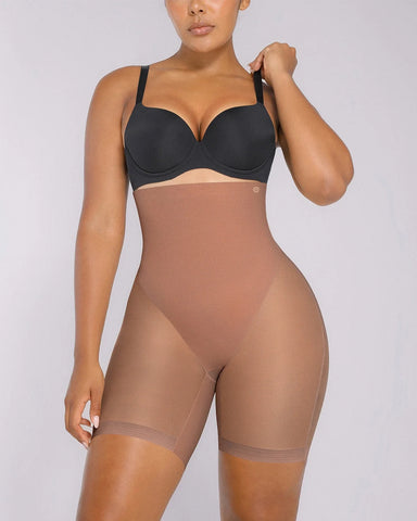 Mesh Smooth High-Waisted Mid Thigh Shorts