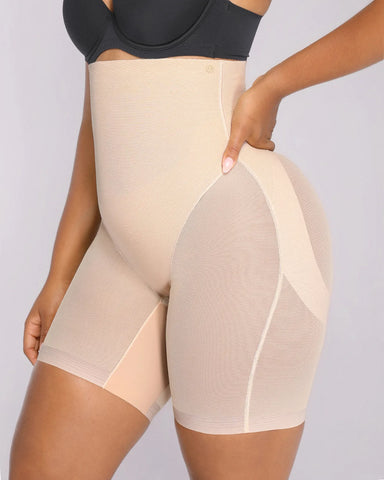 Mesh Smooth High-Waisted Mid Thigh Shorts