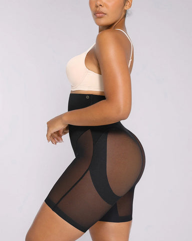 Mesh Smooth High-Waisted Mid Thigh Shorts