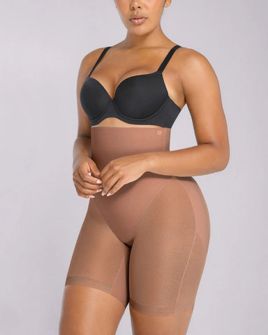 Mesh Smooth High-Waisted Mid Thigh Shorts
