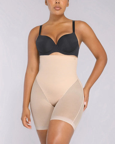 Mesh Smooth High-Waisted Mid Thigh Shorts