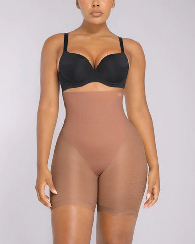 Mesh Smooth High-Waisted Mid Thigh Shorts