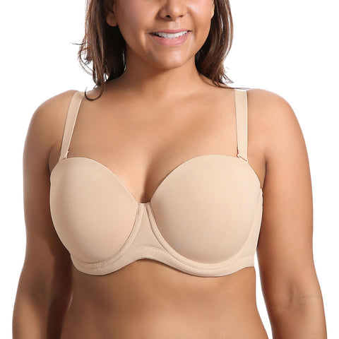 Strapless Mesh Underwire Balconette Bra