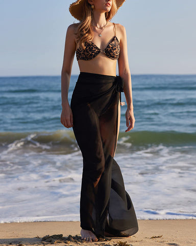 Side Tie Midi Sarong Long Sheer Cover Ups
