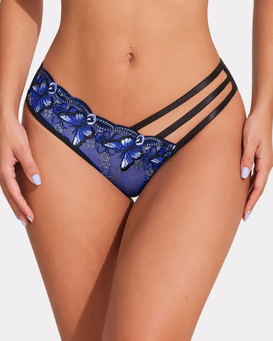Butterfly Embroidered Mesh Panties
