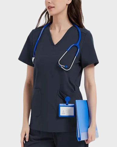 Stretch V-Neck 2-Pocket Uniform Costume Top