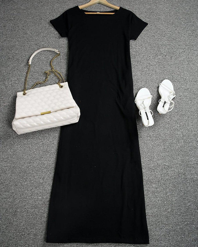 Women’s Solid Color Batwing Sleeve Casual Nightdress