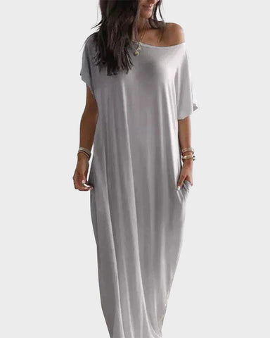 Women’s Solid Color Batwing Sleeve Casual Nightdress