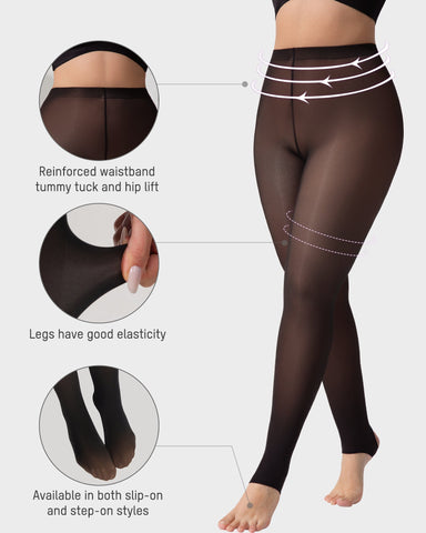 Slimming Semi-Sheer Black Tights