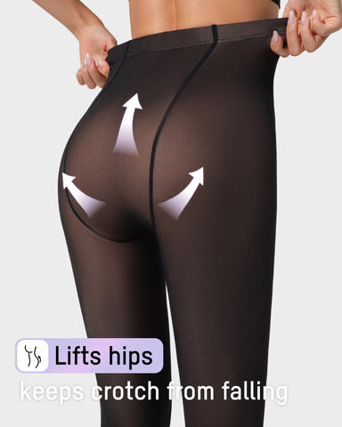 Slimming Semi-Sheer Black Tights