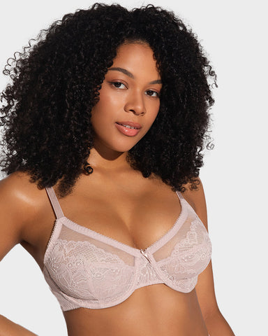 BOGO🔥Unlined Mesh Full Coverage Lace Minimizer Bra