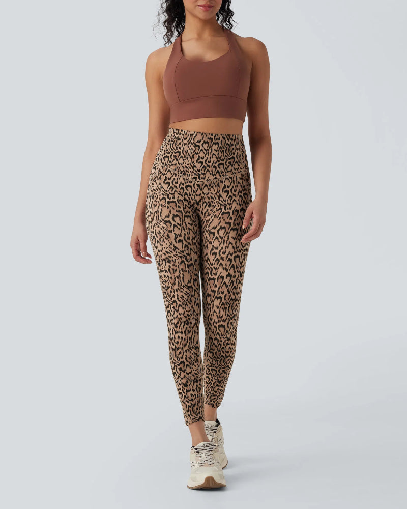 Leopard Print SoCinched High Waisted Tummy Control Yoga Leggings with Pockets