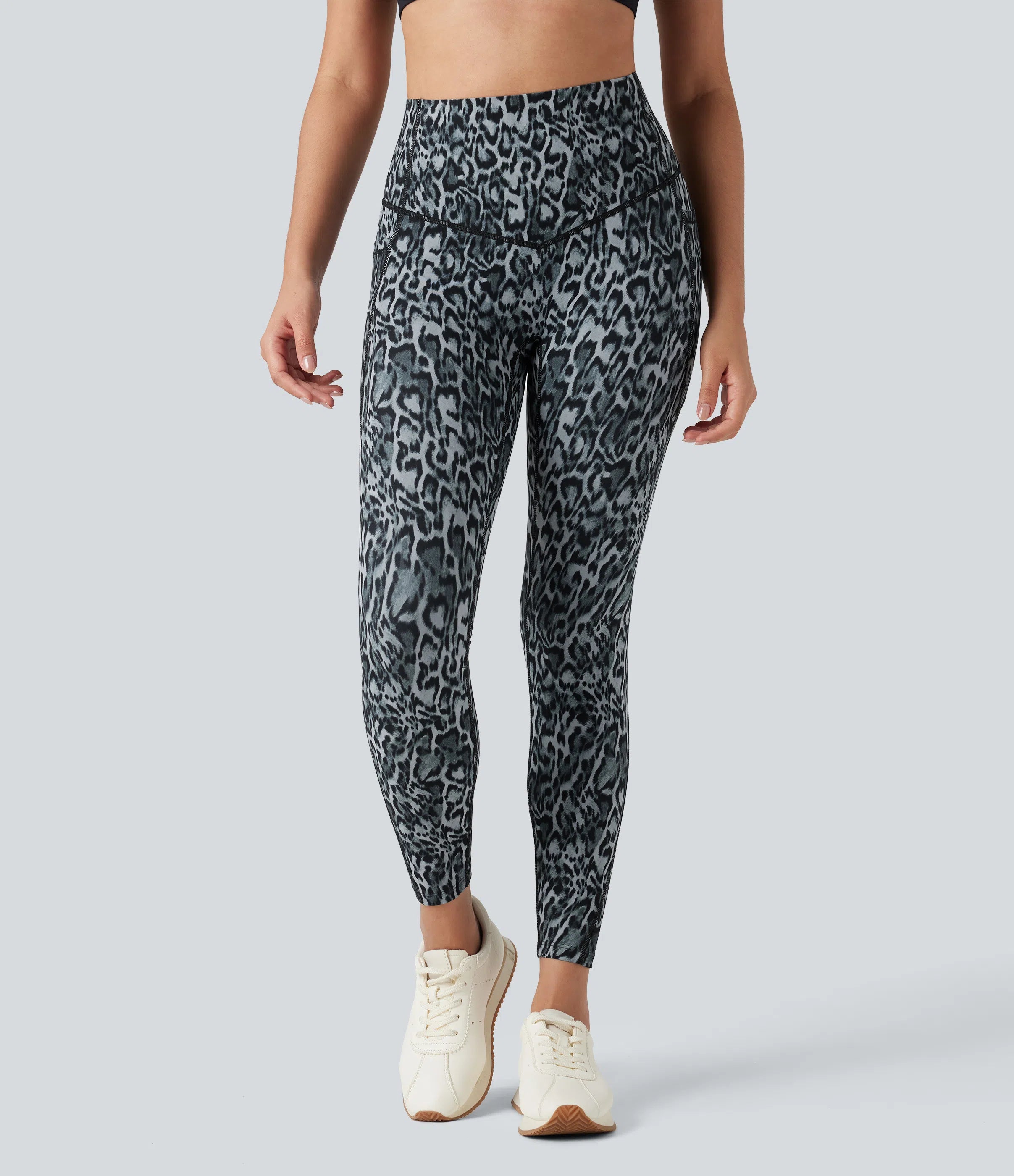 Leopard Print SoCinched High Waisted Tummy Control Yoga Leggings with Pockets