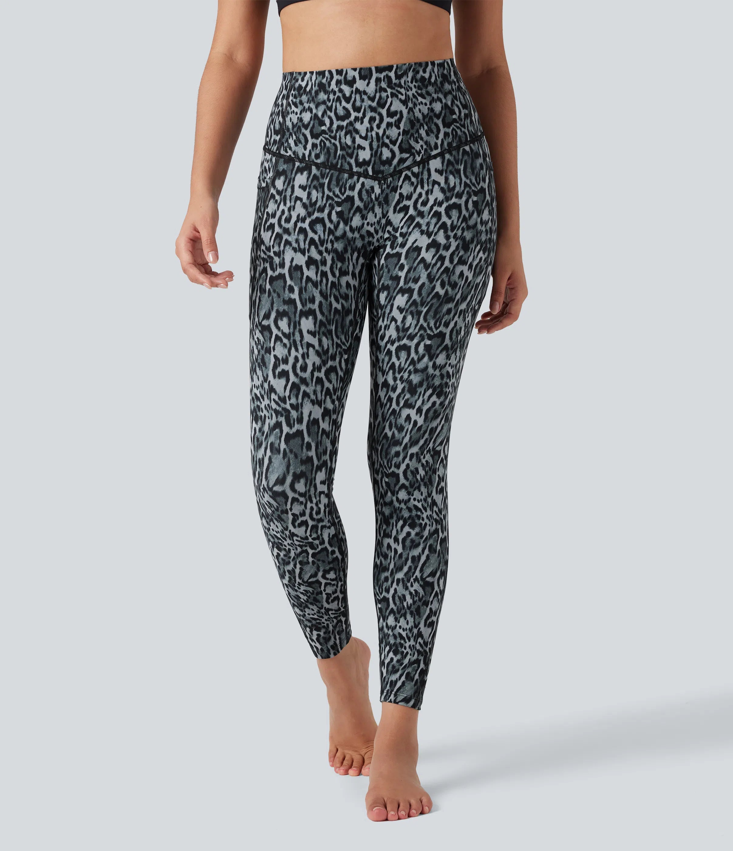Leopard Print SoCinched High Waisted Tummy Control Yoga Leggings with Pockets