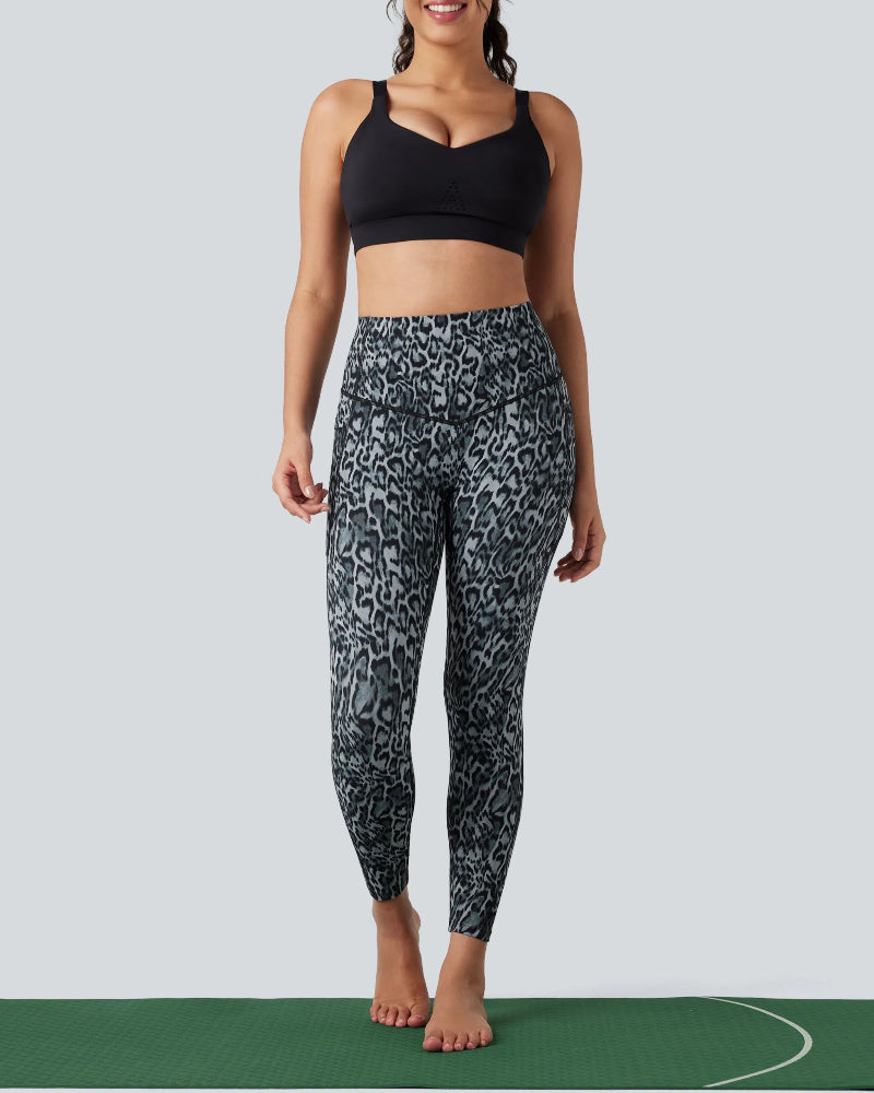 Leopard Print SoCinched High Waisted Tummy Control Yoga Leggings with Pockets