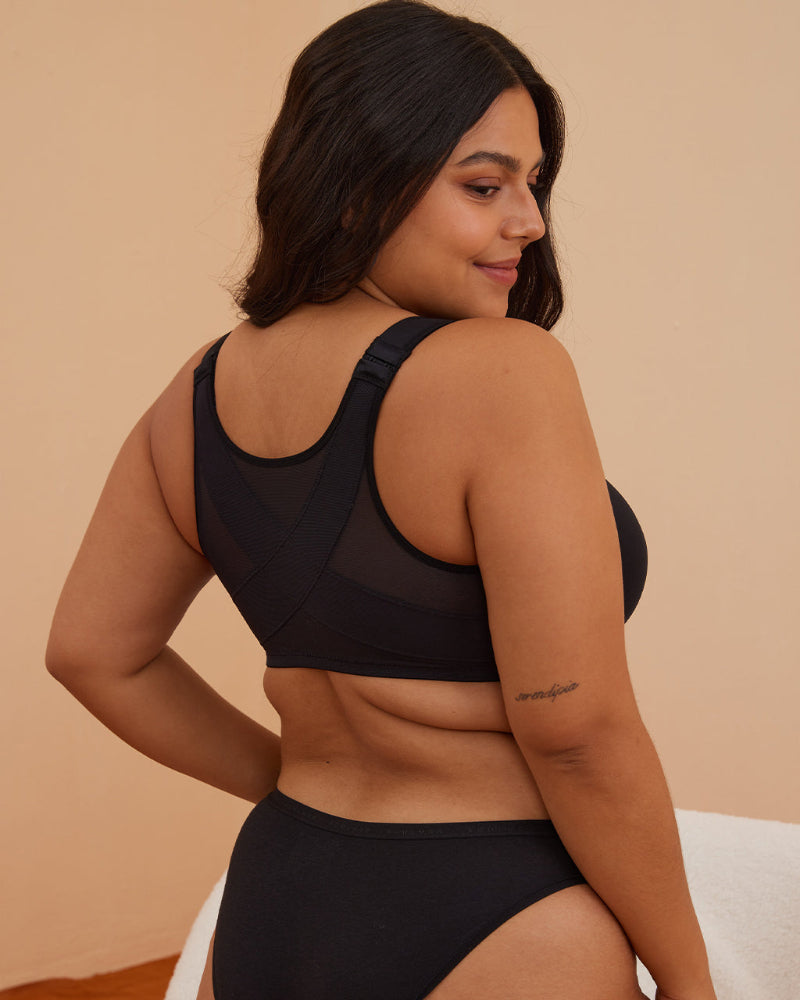 Front Closure Underwire Unlined Back Support Plunge Bra