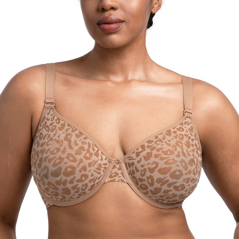 Leopard Mesh Wireless Bra – Breathable, Unlined & Plus Size Comfort
