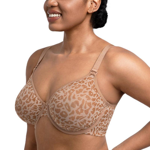 Leopard Mesh Wireless Bra – Breathable, Unlined & Plus Size Comfort