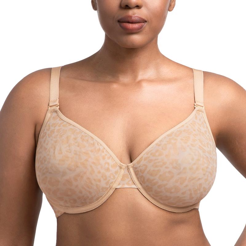 Leopard Mesh Wireless Bra – Breathable, Unlined & Plus Size Comfort