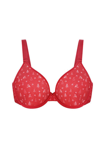 Christmas Holiday Edit Unlined Plus Size Non-padded Underwire Adjustable Straps Full Coverage Bra