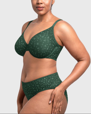 Christmas Holiday Edit Unlined Plus Size Non-padded Underwire Adjustable Straps Full Coverage Bra