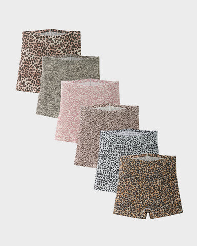 Mid-Rise Ice Silk Leopard Panties (6 Pack)