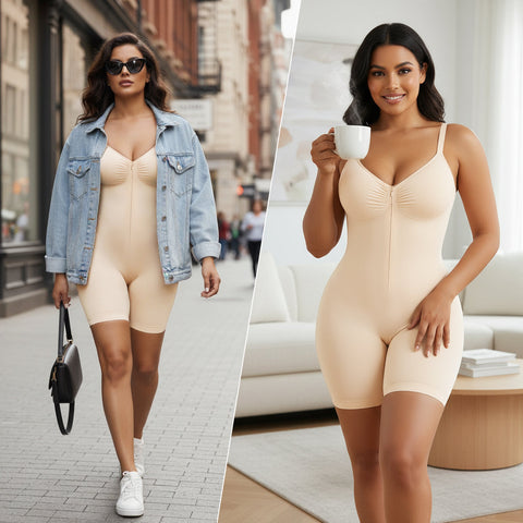 Women's High Elastic Zipper Adjustable Straps Breathable Mesh Design Tummy Control Body Shaper