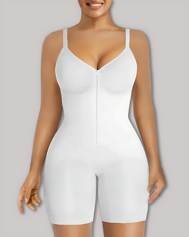 Women's High Elastic Zipper Adjustable Straps Breathable Mesh Design Tummy Control Body Shaper