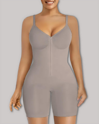 Women's High Elastic Zipper Adjustable Straps Breathable Mesh Design Tummy Control Body Shaper