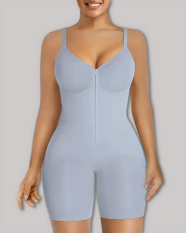 Women's High Elastic Zipper Adjustable Straps Breathable Mesh Design Tummy Control Body Shaper