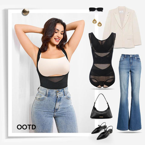 Shapecurve Shapewear Bodysuit Mesh Breathable, Invisible Tummy Control