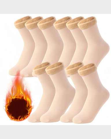 Fleece-Lined Thickened Winter Snow Socks (5 Pairs)