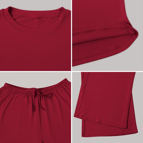 Women’s 2-Piece Activewear Set: Long-Sleeve Crop Top & Wide-Leg Pants | Stretchy Yoga/Workout/Running Clothes