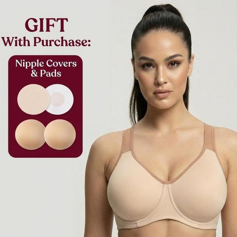 Soft Support Non-padded Unlined Full Coverage Wide Strap Outside Underwire Sports Bra