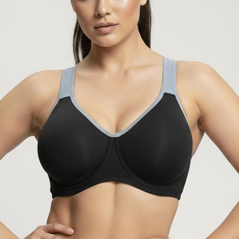 Soft Support Non-padded Unlined Full Coverage Wide Strap Outside Underwire Sports Bra