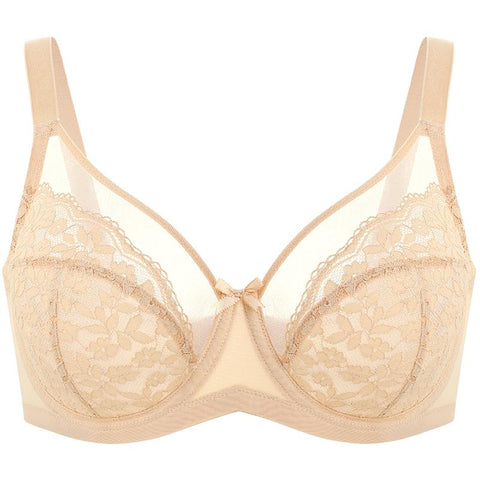 Floral lace shaping plus size bra
