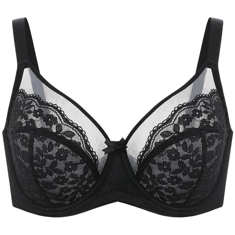 Floral lace shaping plus size bra