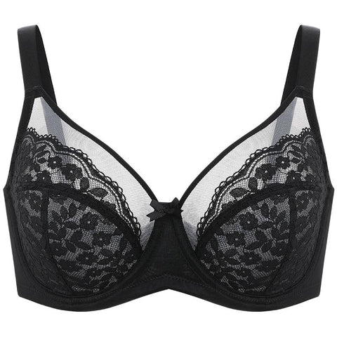 Floral lace shaping plus size bra