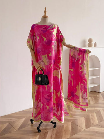 Women's Peacock Print Cape Shawl & Scarf Set – Elegant Beach Swim Cover-Up