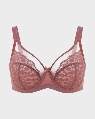 Floral lace shaping plus size bra