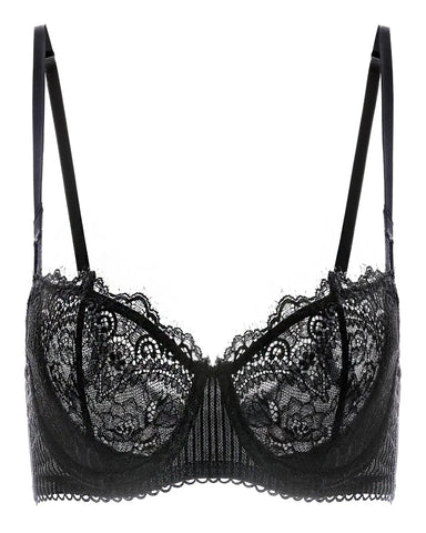 Women's Sexy Lace Push Up Plus Size Bra Sheer Balconette Underwire Unlined