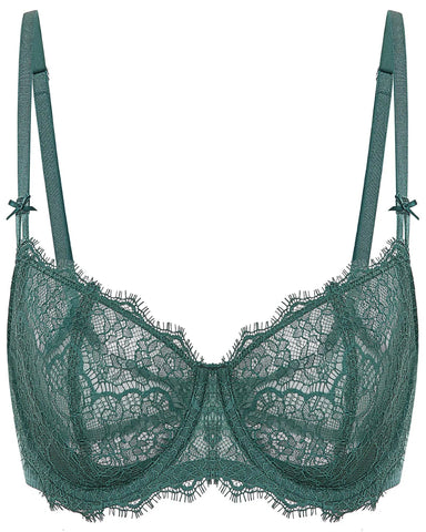 Women's Sexy Lace Push Up Plus Size Bra Sheer Balconette Underwire Unlined