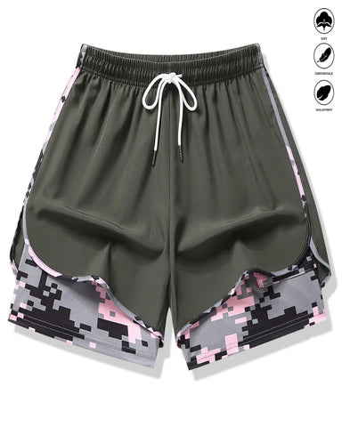 Womens Athletic Shorts with Built In Liner and Drawstring Waist