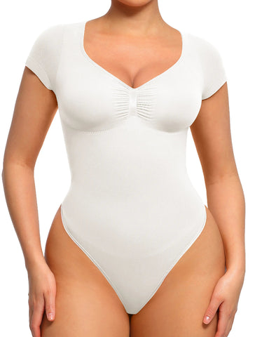 Women’s V-Neck Compression Bodysuit – Seamless Shapewear Top