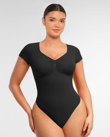 Women’s V-Neck Compression Bodysuit – Seamless Shapewear Top