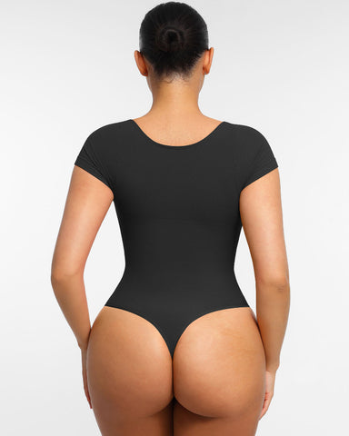 Women’s V-Neck Compression Bodysuit – Seamless Shapewear Top