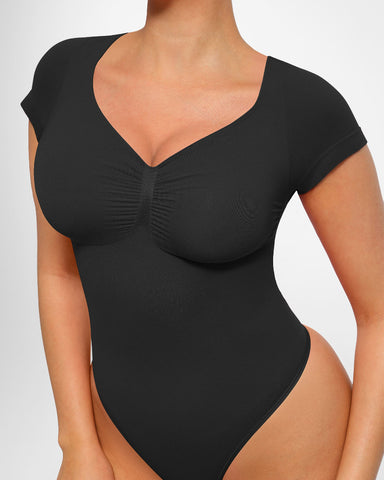 Women’s V-Neck Compression Bodysuit – Seamless Shapewear Top